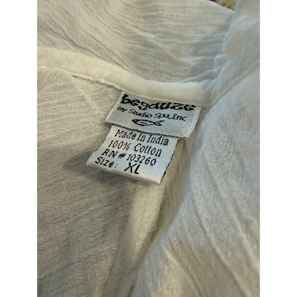 Begauze XL Ruffled White Gauzy Cotton top Romantic grunge fairy Boho Y2K India - Picture 7 of 10